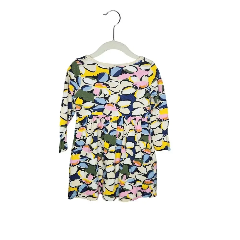 Hanna Andersson Cotton Floral Dress Long Sleeve Multicolor Pullover 3T